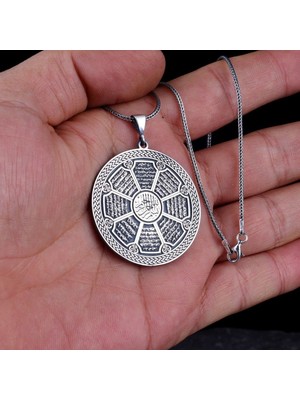 Koruma Duaları Yazılı 925 Ayar Gümüş Erkek Kolye