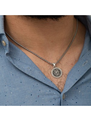 Edeb Yahu Yazılı 925 Ayar Gümüş Erkek Kolye