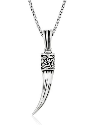 Fil Dişi 925 Ayar Gümüş Erkek Kolye