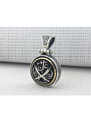 Hz Ali Zulfikar Ortası Dönen 925 Ayar Gümüş Erkek Kolye Ucu