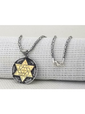 Hz Süleyman Mührü Kral Zincirli 925 Ayar Gümüş Erkek Kolye