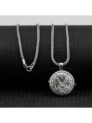 Çift Taraflı Zulfikar Desenli Açılabilir Cevşen  925 Ayar Gümüş Erkek Kolye