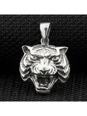 Aslan Üç Boyutlu 925 Ayar Gümüş Erkek Kolye