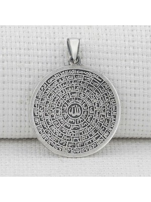 Esmaul Husna Dualı Büyük Boy 925 Ayar Gümüş Erkek Kolye Ucu