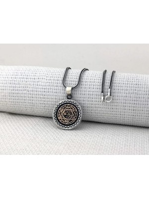 Hz Süleyman Mührü 925 Ayar Gümüş Erkek Kolye