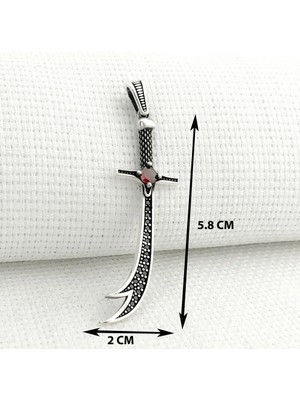 Zulfikar  La Feta Illa Ali La Seyfe Iila Zulfikar  925 Ayar Gümüş Erkek Kolye Ucu