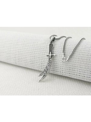 Zülfikar Figürlü Dualı 925 Ayar Gümüş Erkek Kolye