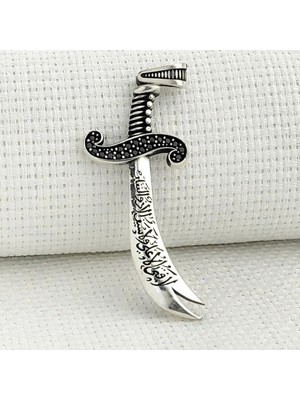 Zulfikar  La Feta Illa Ali La Seyfe Iila Zulfikar  925 Ayar Gümüş Erkek Kolye