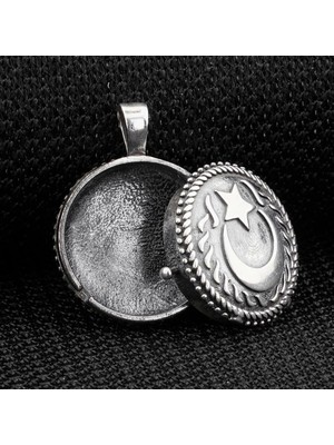 Ay Yıldız  925 Ayar Gümüş Erkek Kolye Ucu