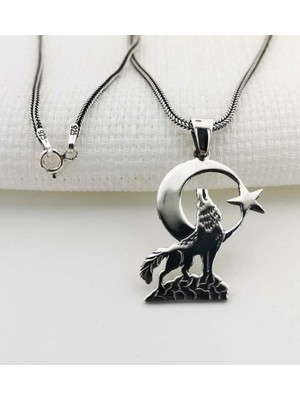 Bozkurt 925 Ayar Gümüş Erkek Kolye