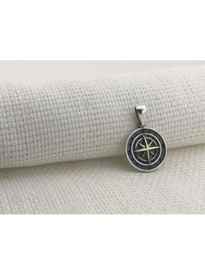 Pusula 925 Ayar Gümüş Erkek Kolye Ucu