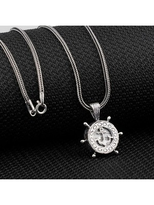 Cevşeni Kebir Dualı Yazılı Çapa Dümen Tasarımlı 925 Ayar Gümüş Erkek Kolye