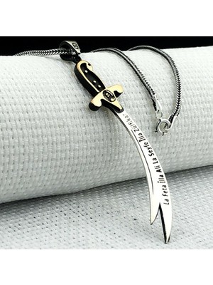 Zulfikar La Feta Illa Ali La Seyfe Illa 925 Ayar Gümüş Erkek Kolye