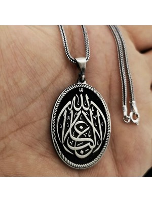 La Galibe Illallah Allah Tan Başka Galip Yoktur 925 Ayar Gümüş Erkek Kolye