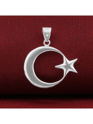Ay Yıldız 925 Ayar Gümüş Erkek Kolye Ucu