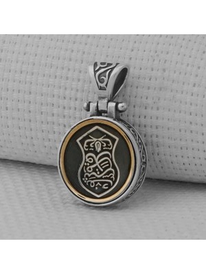 Nali Şerif Motifli Ortası Dönen  925 Ayar Kalın Zincirli Gümüş Erkek Kolye