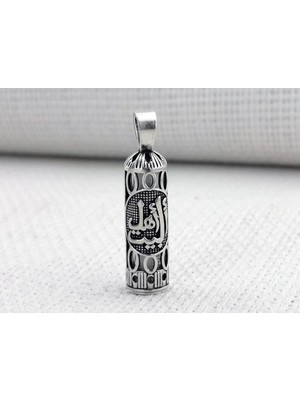 Dügüm Motifli Cevşeni Kebir 925 Ayar Gümüş Erkek  Kolye Ucu