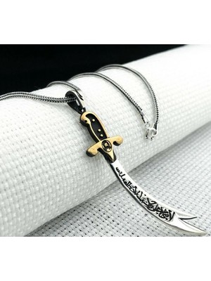 Zulfikar La Feta Illa Ali La Seyfe Illa 925 Ayar Gümüş Erkek Kolye