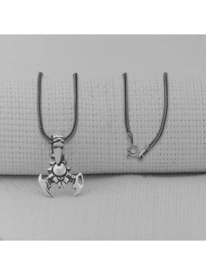 Akrep Tasarımlı 925 Ayar Gümüş Erkek Kolye