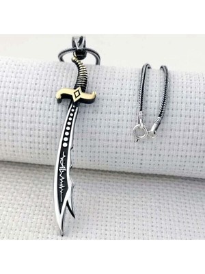 Kalp Atışı Zülfikar Hz Ali 925 Ayar Gümüş Erkek Kolye