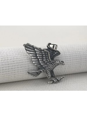 Büyük Kartal Tasarımlı  925 Ayar Gümüş Erkek Kolye Ucu