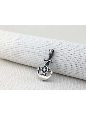 Çapa Dümen Tasarımlı 925 Ayar Gümüş Erkek Kolye Ucu