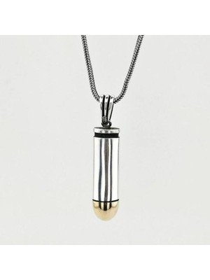 Özel Mermi Kurşun 925 Ayar Gümüş Erkek Kolye