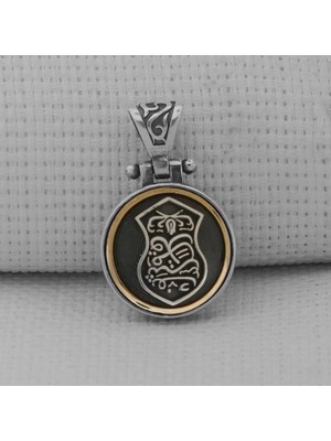 Nali Şerif Motifli Ortası Dönen  925 Ayar Kalın Zincirli Gümüş Erkek Kolye
