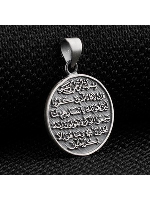 Ayetel Kürsi ve Nazar Dualı 925 Ayar Gümüş Erkek Kolye Ucu