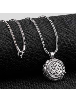 Çift Taraflı Açılabilir Cevşen 925 Ayar Gümüş Erkek Kolye