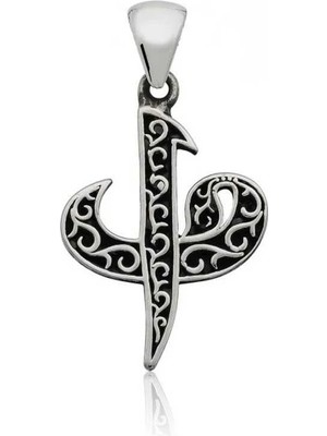 Elif Vav Tasarımlı 925 Ayar Gümüş Erkek Kolye Ucu