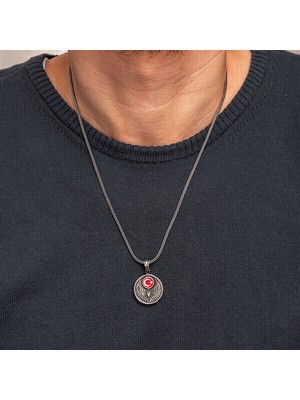 Kartal Ay Yıldız 925 Ayar Gümüş Erkek Kolye