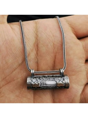 Dualı Cevşeni Kalın Zincir 925 Ayar Gümüş Erkek Kolye