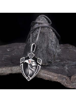 Kartal Motifli 925 Ayar Gümüş Erkek Kolye