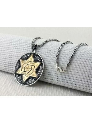 Süleyman Mührü Büyük Boy 925 Ayar Gümüş Erkek Kolye