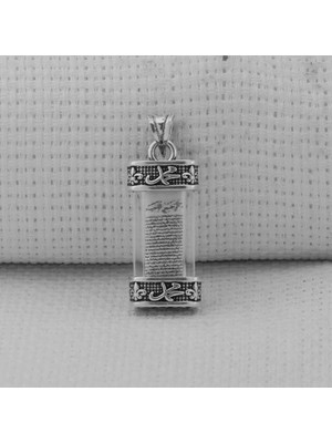 Silindir Şekli Cevşeni Kebir Dualı 925 Ayar Gümüş Erkek Kolye Ucu