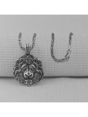 Yeleli Aslan Kral Zincir 925 Ayar Gümüş Erkek Kolye