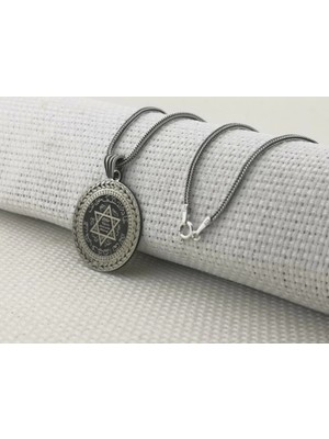 Hz Süleyman Mührü 925 Ayar Gümüş Erkek Kolye