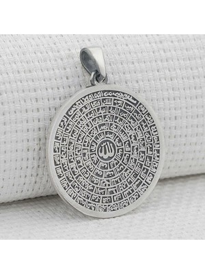 Esmaul Husna Dualı Büyük Boy 925 Ayar Gümüş Erkek Kolye Ucu