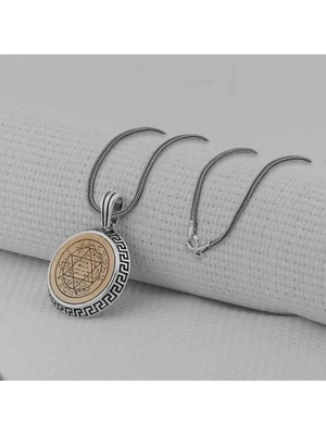 Hz Süleyman Mührü Yuvarlak 925 Ayar Gümüş Erkek Kolye
