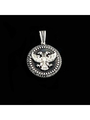 Çift Başlı Kartal 925 Ayar Gümüş  Erkek Kolyesi