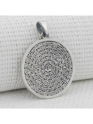 Büyük Boy Esma Husna Dualı 925 Ayar Gümüş Erkek Kolye Ucu