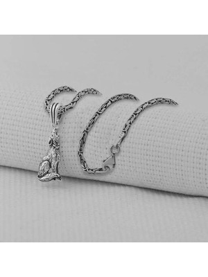 Uluyan Kurt  Kral Zincir Tasarımı 925 Ayar Gümüş Erkek Kolye