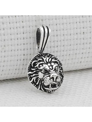 Aslan Figürlü 925 Ayar Gümüş Erkek Kolye Ucu