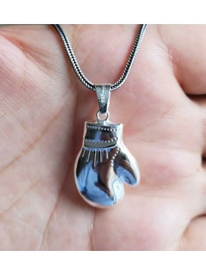 Boks Eldiveni 925 Ayar Gümüş Erkek Kolye