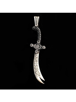 Zulfikar  La Feta Illa Ali La Seyfe Iila Zulfikar  925 Ayar Gümüş Erkek Kolye Ucu