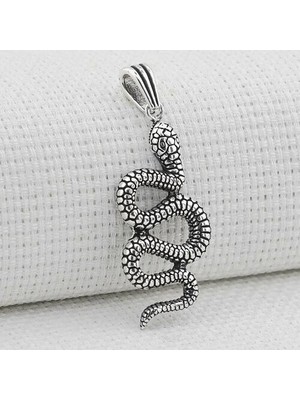 Yılan Figürlü  925 Ayar Gümüş Erkek Kolye Ucu
