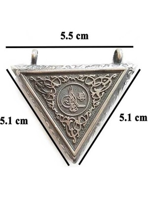 Osmanlı Tuğralı Üçgen Muska Kabi 925 Ayar Gümüş Erkek Kolye