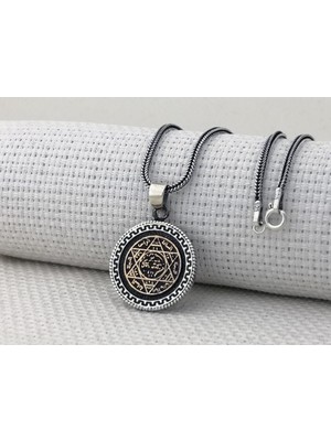 Hz Süleyman Mührü 925 Ayar Gümüş Erkek Kolye
