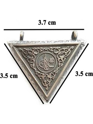 Osmanlı Tuğralı Üçgen Muska Kabi 925 Ayar Gümüş Erkek Kolye